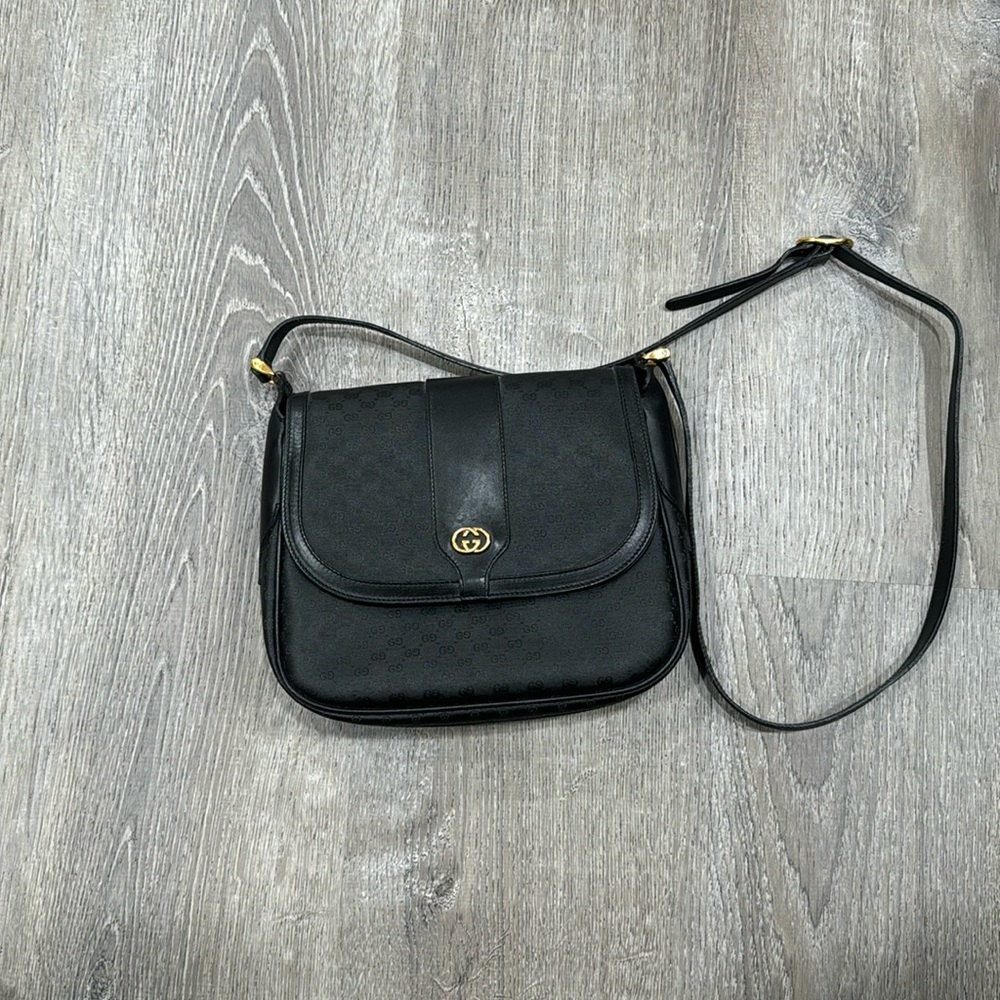 Vintage Gucci micro GG PVC Crossbody  Flap Black